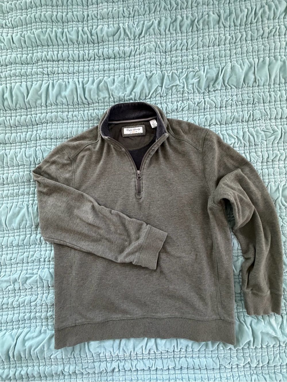 English Laundry Men’s Olive Green Quarter-Zip Sweater-Med